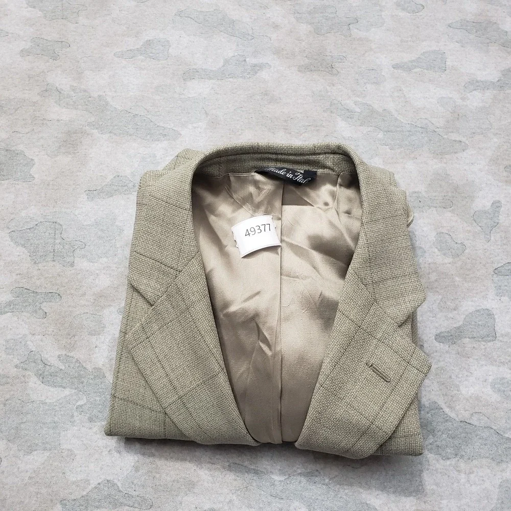 Pronto Uomo Blazer Mens 44R Green Three Button Zignone Merino Wool Check